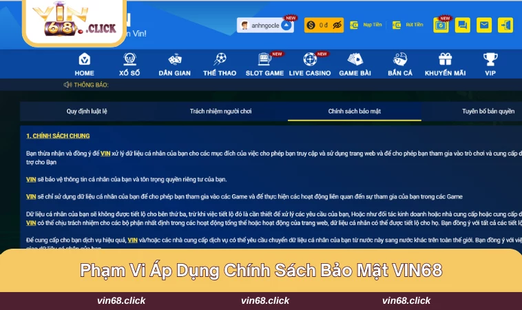 Chính sách bảo mật VIN68 tạo ra môi trường giải trí minh bạch an toàn